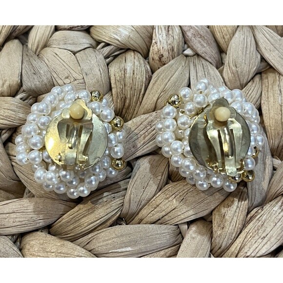 Vintage Clip On Earrings Gold Tone Statement Cluster Large Victorian Revival - Picture 6 of 9